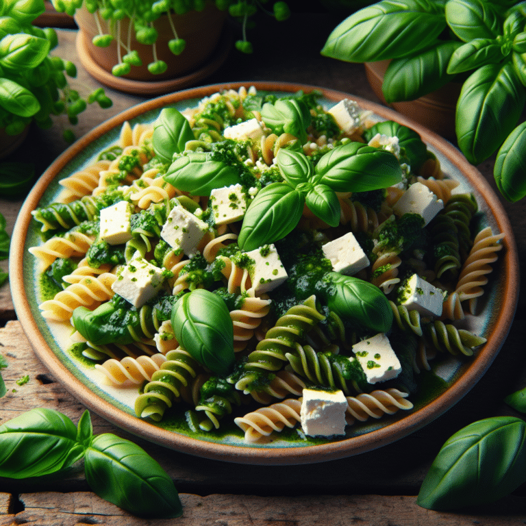 Feast on Feta: Fresh Basil and Feta Pasta from Hydroponics