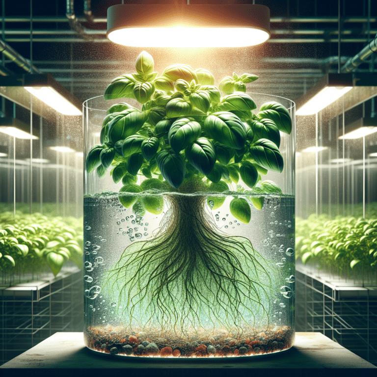Basil Growing in a Nutrient Bath: The Hydroponic Method