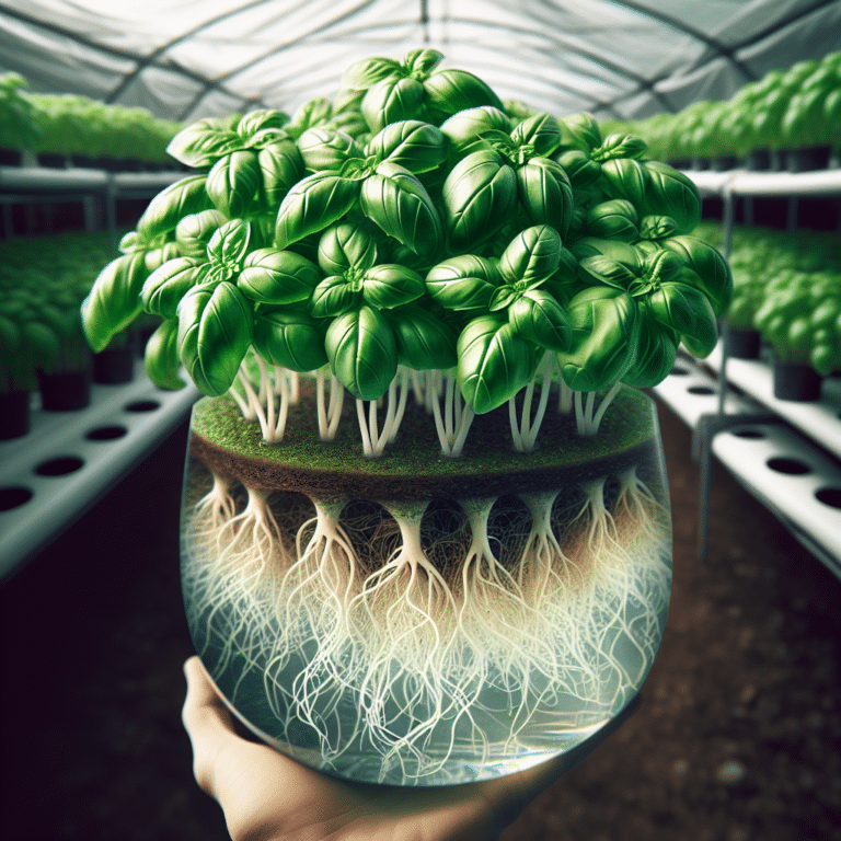 Basil Growing in a Nutrient Bath: The Hydroponic Method